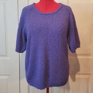 Fitting Image Purple Knitted Short Sleeve Top
